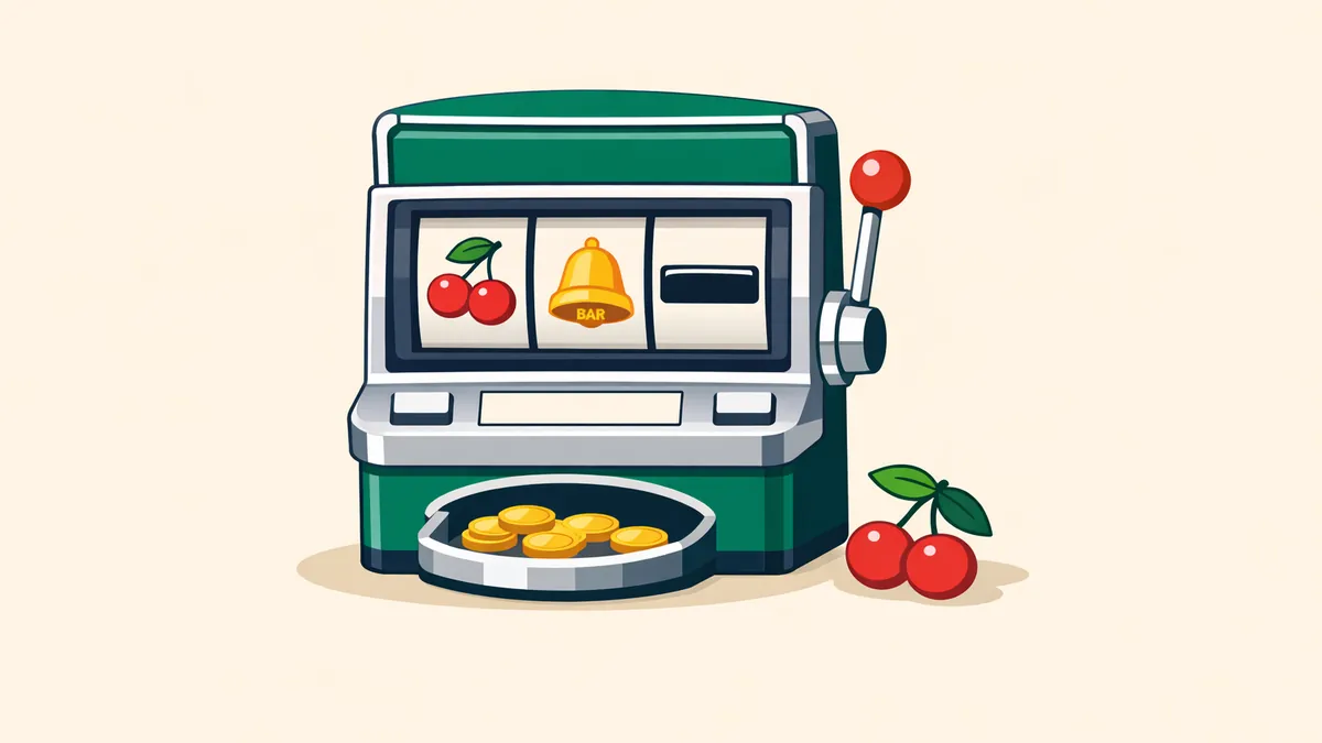 Retro three reel pokie with a lever, cherries and a bell, illustrating our guide to classic pokies