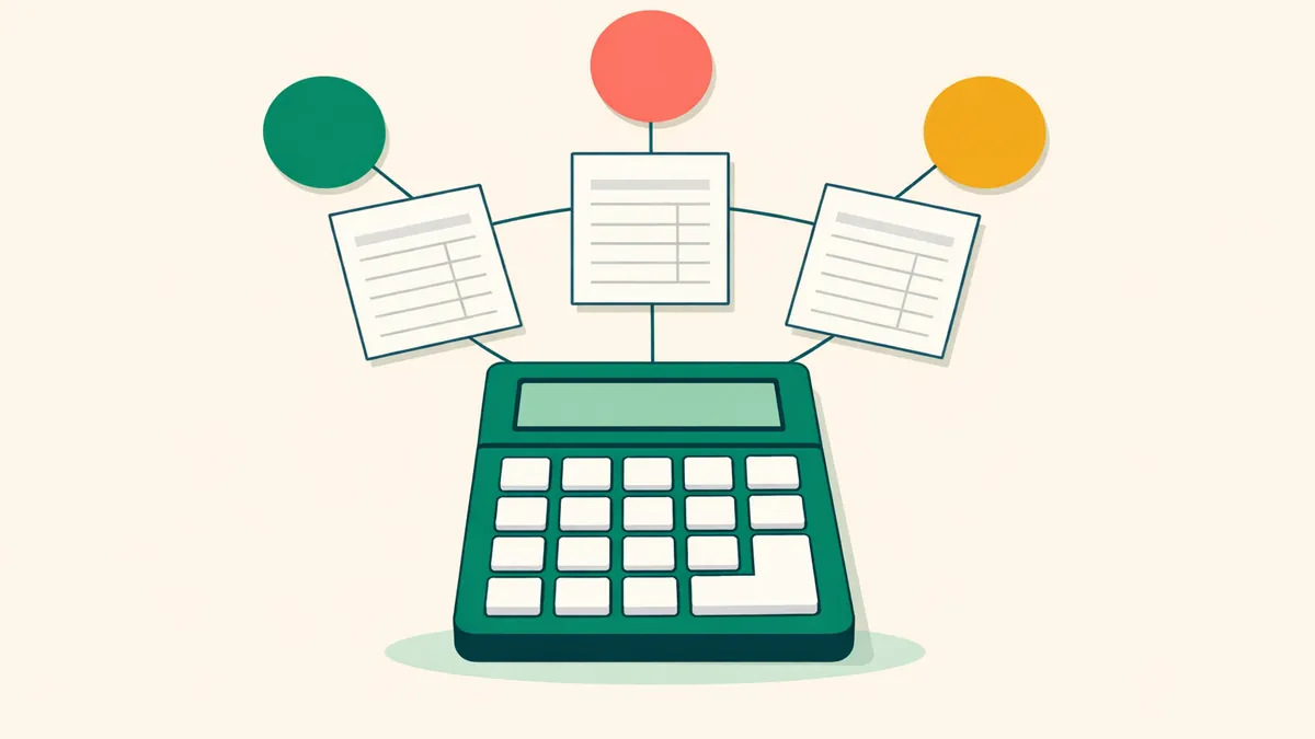 Calculator linked to bet slips and three selection badges, illustrating our system bet calculator